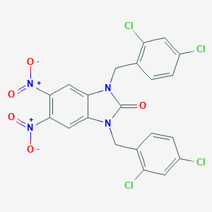 molecular formula C21H12Cl4N4O5 B414407 1,3-bis(2,4-dichlorobenzyl)-5,6-dinitro-1,3-dihydro-2H-benzimidazol-2-one 