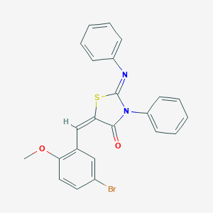 molecular formula C23H17BrN2O2S B414415 5-(5-Bromo-2-methoxybenzylidene)-3-phenyl-2-(phenylimino)-1,3-thiazolidin-4-one 