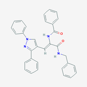 molecular formula C32H26N4O2 B414417 N-[1-[(benzylamino)carbonyl]-2-(1,3-diphenyl-1H-pyrazol-4-yl)vinyl]benzamide 