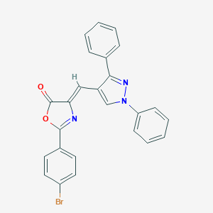 molecular formula C25H16BrN3O2 B414421 2-(4-bromophenyl)-4-[(1,3-diphenyl-1H-pyrazol-4-yl)methylene]-1,3-oxazol-5(4H)-one 
