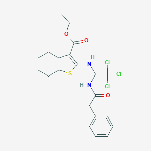 molecular formula C21H23Cl3N2O3S B414425 Ethyl 2-({2,2,2-trichloro-1-[(phenylacetyl)amino]ethyl}amino)-4,5,6,7-tetrahydro-1-benzothiophene-3-carboxylate CAS No. 302821-24-5