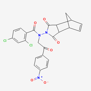 2,4-dichloro-N-(1,3-dioxo-1,3,3a,4,7,7a-hexahydro-2H-4,7-methanoisoindol-2-yl)-N-[2-(4-nitrophenyl)-2-oxoethyl]benzamide