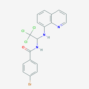 molecular formula C18H13BrCl3N3O B414430 4-bromo-N-[2,2,2-trichloro-1-(8-quinolinylamino)ethyl]benzamide 