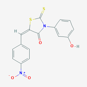 molecular formula C16H10N2O4S2 B414431 5-{4-Nitrobenzylidene}-3-(3-hydroxyphenyl)-2-thioxo-1,3-thiazolidin-4-one 