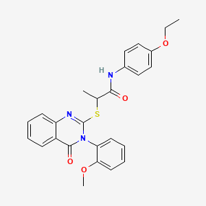 molecular formula C26H25N3O4S B4144325 N-(4-ethoxyphenyl)-2-{[3-(2-methoxyphenyl)-4-oxo-3,4-dihydro-2-quinazolinyl]thio}propanamide 