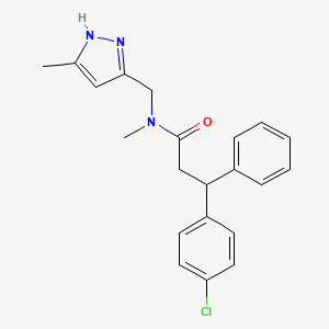 3-(4-chlorophenyl)-N-methyl-N-[(5-methyl-1H-pyrazol-3-yl)methyl]-3-phenylpropanamide