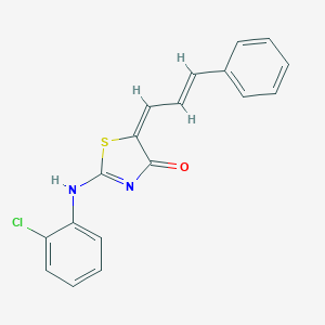 molecular formula C18H13ClN2OS B414442 (5E)-2-(2-chloroanilino)-5-[(E)-3-phenylprop-2-enylidene]-1,3-thiazol-4-one 