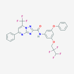 molecular formula C28H18F7N5O3 B414444 N-[3-phenoxy-5-(2,2,3,3-tetrafluoropropoxy)phenyl]-5-phenyl-7-(trifluoromethyl)-[1,2,4]triazolo[1,5-a]pyrimidine-2-carboxamide 