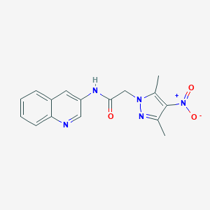 molecular formula C16H15N5O3 B414446 2-{4-nitro-3,5-dimethyl-1H-pyrazol-1-yl}-N-(3-quinolinyl)acetamide 