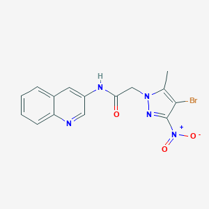 molecular formula C15H12BrN5O3 B414448 2-(4-bromo-5-methyl-3-nitropyrazol-1-yl)-N-quinolin-3-ylacetamide 