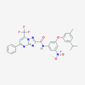 molecular formula C29H23F3N6O4 B414455 N-[3-nitro-5-(3-isopropyl-5-methylphenoxy)phenyl]-5-phenyl-7-(trifluoromethyl)[1,2,4]triazolo[1,5-a]pyrimidine-2-carboxamide 