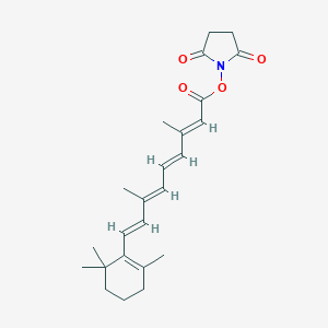 molecular formula C24H31NO4 B414462 1-{[3,7-Dimethyl-9-(2,6,6-trimethyl-1-cyclohexen-1-yl)-2,4,6,8-nonatetraenoyl]oxy}-2,5-pyrrolidinedione 