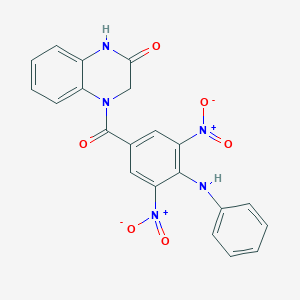 molecular formula C21H15N5O6 B414469 4-(3,5-dinitro-4-(phenylamino)benzoyl)-3,4-dihydroquinoxalin-2(1H)-one CAS No. 328539-30-6