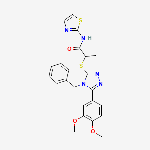 molecular formula C23H23N5O3S2 B4144709 2-{[4-benzyl-5-(3,4-dimethoxyphenyl)-4H-1,2,4-triazol-3-yl]thio}-N-1,3-thiazol-2-ylpropanamide 