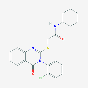 molecular formula C22H22ClN3O2S B4144713 2-{[3-(2-chlorophenyl)-4-oxo-3,4-dihydro-2-quinazolinyl]thio}-N-cyclohexylacetamide 