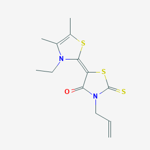 molecular formula C13H16N2OS3 B414474 3-allyl-5-(3-ethyl-4,5-dimethyl-1,3-thiazol-2(3H)-ylidene)-2-thioxo-1,3-thiazolidin-4-one 