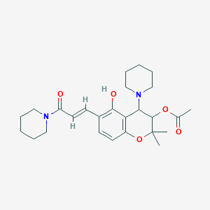 5-Hydroxy-2,2-dimethyl-6-[(1E)-3-oxo-3-(1-piperidinyl)-1-propenyl]-4-(1-piperidinyl)-3,4-dihydro-2H-chromen-3-YL acetate