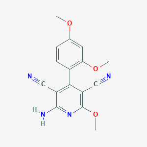 molecular formula C16H14N4O3 B414487 2-Amino-4-(2,4-dimethoxyphenyl)-6-methoxypyridine-3,5-dicarbonitrile 