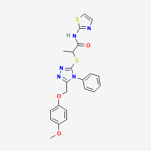 2-({5-[(4-methoxyphenoxy)methyl]-4-phenyl-4H-1,2,4-triazol-3-yl}thio)-N-1,3-thiazol-2-ylpropanamide