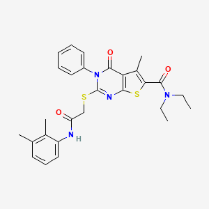 2-({2-[(2,3-dimethylphenyl)amino]-2-oxoethyl}thio)-N,N-diethyl-5-methyl-4-oxo-3-phenyl-3,4-dihydrothieno[2,3-d]pyrimidine-6-carboxamide