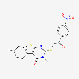 3,7-dimethyl-2-{[2-(4-nitrophenyl)-2-oxoethyl]thio}-5,6,7,8-tetrahydro[1]benzothieno[2,3-d]pyrimidin-4(3H)-one