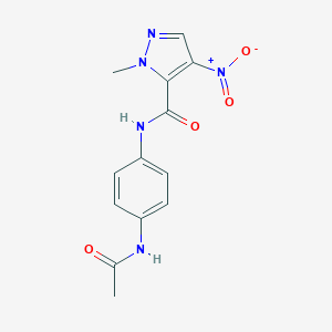molecular formula C13H13N5O4 B414505 N-[4-(acetylamino)phenyl]-1-methyl-4-nitro-1H-pyrazole-5-carboxamide CAS No. 300731-82-2