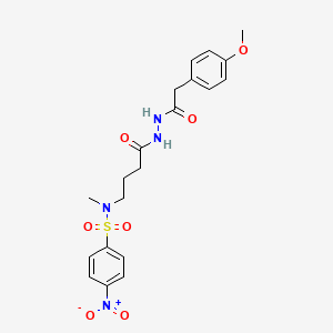 molecular formula C20H24N4O7S B4145054 N-(4-{2-[(4-methoxyphenyl)acetyl]hydrazino}-4-oxobutyl)-N-methyl-4-nitrobenzenesulfonamide 