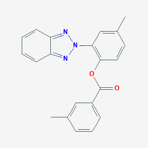 molecular formula C21H17N3O2 B414507 3-Methyl-benzoic acid 2-benzotriazol-2-yl-4-methyl-phenyl ester 