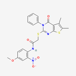 2-[(5,6-dimethyl-4-oxo-3-phenyl-3,4-dihydrothieno[2,3-d]pyrimidin-2-yl)thio]-N-(4-methoxy-2-nitrophenyl)acetamide