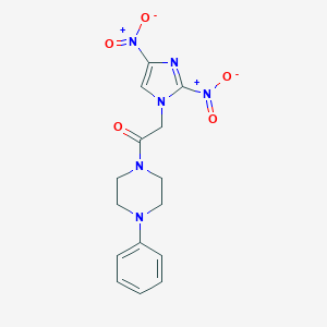 molecular formula C15H16N6O5 B414511 2-(2,4-Dinitro-imidazol-1-yl)-1-(4-phenyl-piperazin-1-yl)-ethanone 