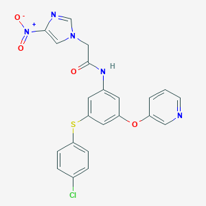 molecular formula C22H16ClN5O4S B414513 N-[3-(4-chlorophenyl)sulfanyl-5-pyridin-3-yloxyphenyl]-2-(4-nitroimidazol-1-yl)acetamide 