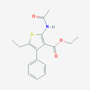 molecular formula C17H19NO3S B414516 Ethyl 2-(acetylamino)-5-ethyl-4-phenyl-3-thiophenecarboxylate 