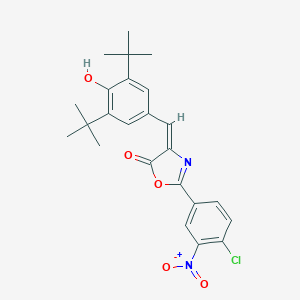 molecular formula C24H25ClN2O5 B414518 2-{4-chloro-3-nitrophenyl}-4-(3,5-ditert-butyl-4-hydroxybenzylidene)-1,3-oxazol-5(4H)-one 