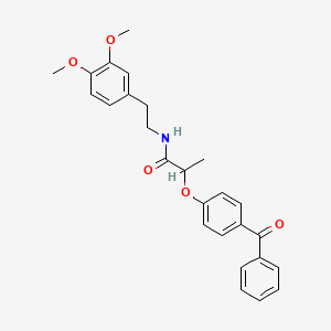 2-(4-benzoylphenoxy)-N-[2-(3,4-dimethoxyphenyl)ethyl]propanamide