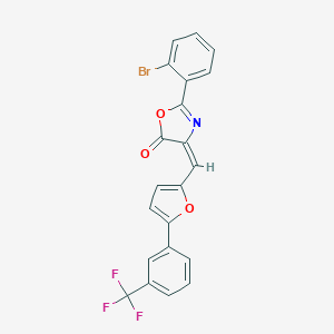 molecular formula C21H11BrF3NO3 B414520 2-(2-bromophenyl)-4-({5-[3-(trifluoromethyl)phenyl]-2-furyl}methylene)-1,3-oxazol-5(4H)-one 