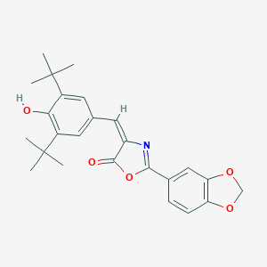 molecular formula C25H27NO5 B414521 2-(1,3-benzodioxol-5-yl)-4-(3,5-ditert-butyl-4-hydroxybenzylidene)-1,3-oxazol-5(4H)-one 
