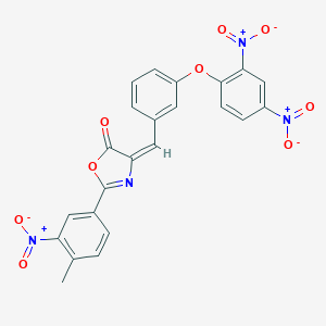 molecular formula C23H14N4O9 B414523 4-(3-{2,4-bisnitrophenoxy}benzylidene)-2-{3-nitro-4-methylphenyl}-1,3-oxazol-5(4H)-one 