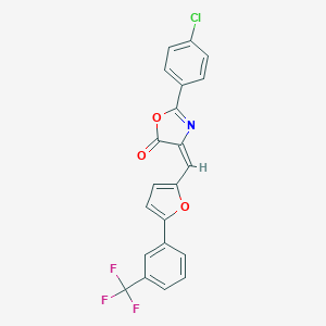 molecular formula C21H11ClF3NO3 B414524 2-(4-chlorophenyl)-4-({5-[3-(trifluoromethyl)phenyl]-2-furyl}methylene)-1,3-oxazol-5(4H)-one 