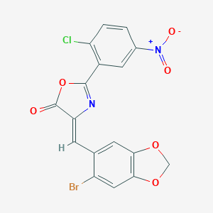 molecular formula C17H8BrClN2O6 B414526 4-[(6-bromo-1,3-benzodioxol-5-yl)methylene]-2-{2-chloro-5-nitrophenyl}-1,3-oxazol-5(4H)-one 