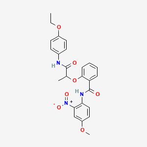 molecular formula C25H25N3O7 B4145274 2-{2-[(4-ethoxyphenyl)amino]-1-methyl-2-oxoethoxy}-N-(4-methoxy-2-nitrophenyl)benzamide 