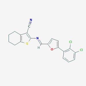 molecular formula C20H14Cl2N2OS B414530 2-({[5-(2,3-Dichlorophenyl)-2-furyl]methylene}amino)-4,5,6,7-tetrahydro-1-benzothiophene-3-carbonitrile 