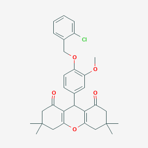 molecular formula C31H33ClO5 B414532 9-{4-[(2-chlorobenzyl)oxy]-3-methoxyphenyl}-3,3,6,6-tetramethyl-3,4,5,6,7,9-hexahydro-1H-xanthene-1,8(2H)-dione 
