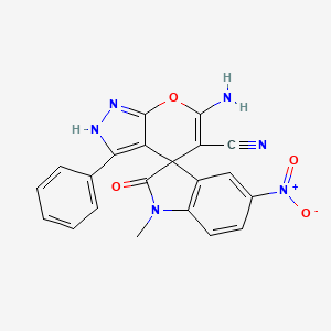 6'-amino-1-methyl-5-nitro-2-oxo-3'-phenyl-1,2-dihydro-1'H-spiro[indole-3,4'-pyrano[2,3-c]pyrazole]-5'-carbonitrile