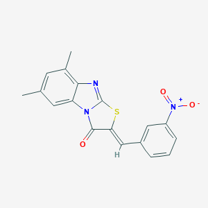 molecular formula C18H13N3O3S B414534 (2Z)-6,8-Dimethyl-2-(3-nitrobenzylidene)[1,3]thiazolo[3,2-a]benzimidazol-3(2H)-one 