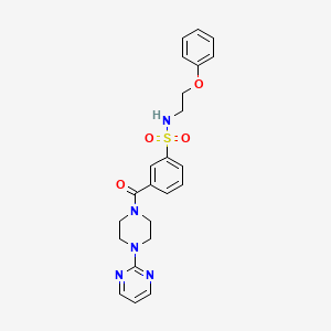 molecular formula C23H25N5O4S B4145347 N-(2-phenoxyethyl)-3-{[4-(2-pyrimidinyl)-1-piperazinyl]carbonyl}benzenesulfonamide 