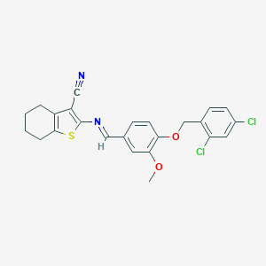 molecular formula C24H20Cl2N2O2S B414538 2-({4-[(2,4-Dichlorobenzyl)oxy]-3-methoxybenzylidene}amino)-4,5,6,7-tetrahydro-1-benzothiophene-3-carbonitrile 