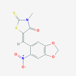 molecular formula C12H8N2O5S2 B414539 3-Methyl-5-(6-nitro-benzo[1,3]dioxol-5-ylmethylene)-2-thioxo-thiazolidin-4-one 