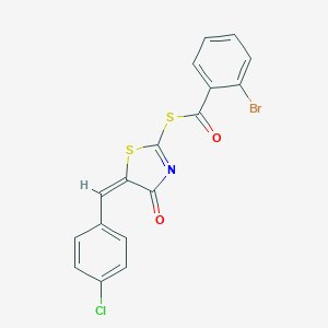 molecular formula C17H9BrClNO2S2 B414544 S-[5-(4-chlorobenzylidene)-4-oxo-4,5-dihydro-1,3-thiazol-2-yl] 2-bromobenzenecarbothioate 