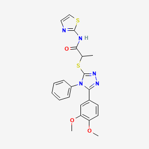 2-{[5-(3,4-dimethoxyphenyl)-4-phenyl-4H-1,2,4-triazol-3-yl]thio}-N-1,3-thiazol-2-ylpropanamide