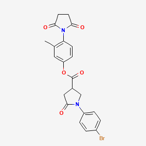 molecular formula C22H19BrN2O5 B4145455 4-(2,5-Dioxopyrrolidin-1-yl)-3-methylphenyl 1-(4-bromophenyl)-5-oxopyrrolidine-3-carboxylate 